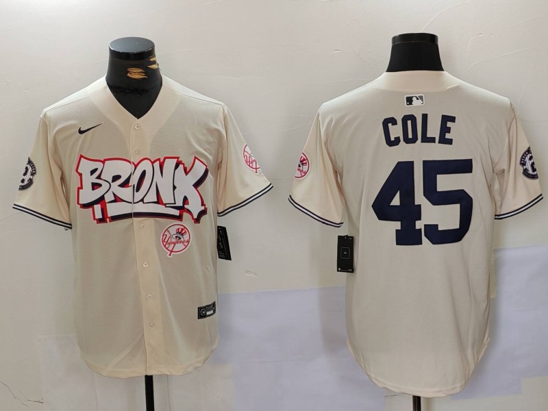 Men New York Yankees #45 Cole Cream joint name 2024 Nike MLB Jersey style 3->new york yankees->MLB Jersey